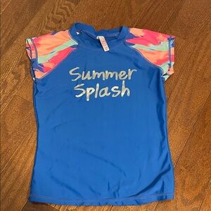 SO Kids Swim Rashguard - Blue with Multicolor Sleeves